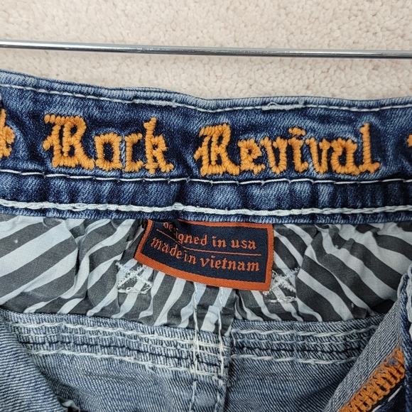 Rock Revival Jordyn Easy Boot Western Denim Blue Jeans Sz 32 x 27.5 (Hemmed) - Picture 11 of 16